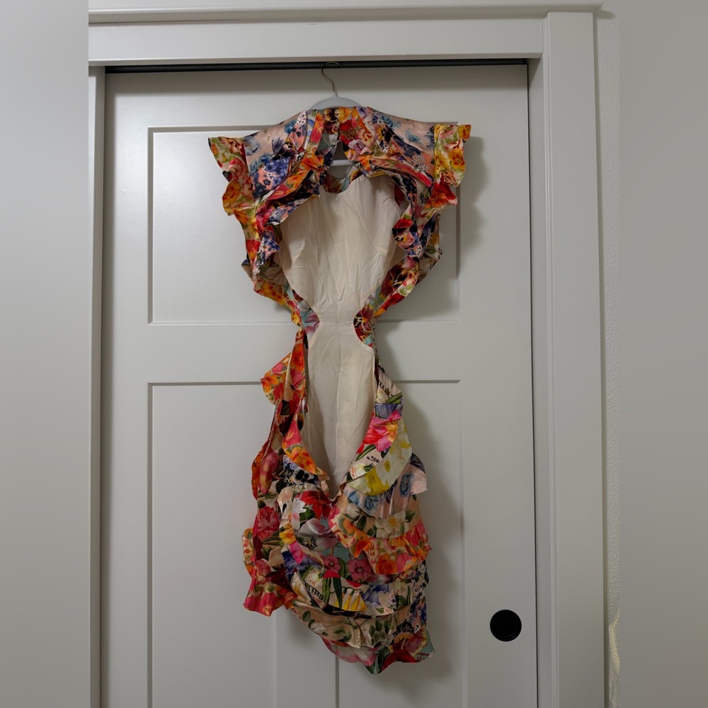 ZIMMERMANN
Open-back ruffled floral-print linen and silk-blend mini dress - Picture 4 of 7